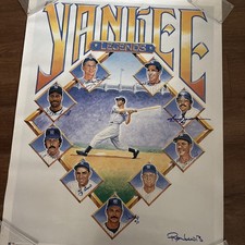 Don Mattingly  AUTOGRAPHED YANKEE LEGENDS POSTER Yogi Berra Whitey Ford 32x 25” 
