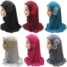 Kids Hijab One Piece Flower Amira Girls Scarf Headscarf Instant Children Prayer