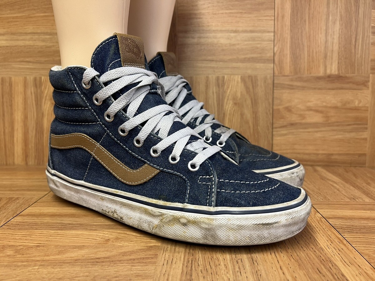 RARE🔥 Sz 9 - VANS Sk8-Hi Distressed Washed Denim Sneakers Men's