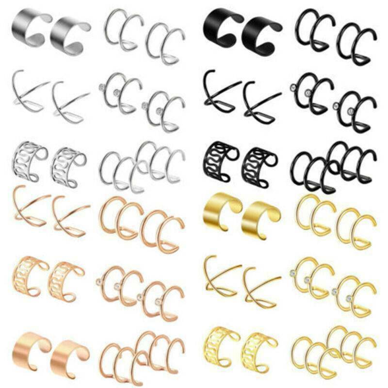 Ear Cuffs Boho Stacking Crystal Ear Cuff Earrings Set Crystal Double ...