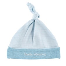 Stephan Baby : Baby Boy Blue Striped Little Blessing Knot Hat  0-3 Months NEW