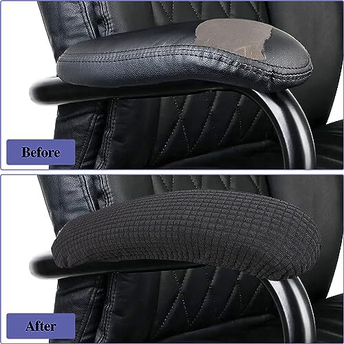 2Pcs Office Chair Arm Cover Armrest Slipcover Pads Chair Armrest Covers, Black - Bild 5 von 7
