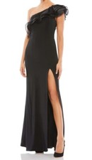 Mac Duggal 26372 One Shoulder Ruffle Evening Gown Black Size 4 NWT