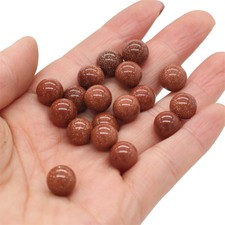 Wholesale 50pcs 10mm Natural Gold Sand Stone Round Ball No Hole Beads Jewelry