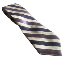 Purple Striped Men  s Tie 100 Silk Standard Length / Width Croft  Barrow
