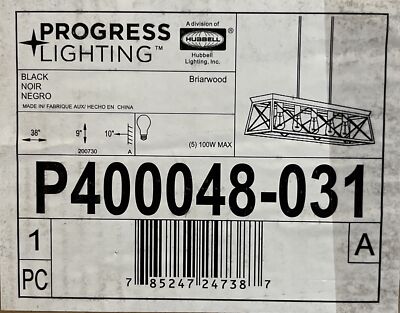 Progress Lighting P400048-031 Briarwood 5-Light Farmhouse Chandelier in Black