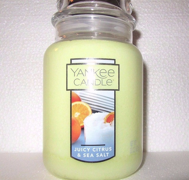 Yankee Candle "JUICY CITRUS & SEA SALT" Large 22 oz. WHITE LABEL