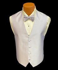 Men's Lilac Light Purple Tuxedo Vest with Bow Tie  Pocket Square Size L