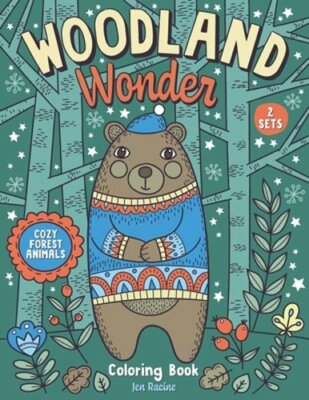 Woodland Wonder: Cozy Forest Animals Coloring Book by Jen Racine: New