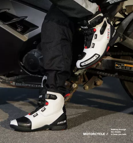 Motorradstiefel Leder Fahrer Schutz Anti Rutsch Off-Road Motorrad Rennschuhe - Bild 12 von 26
