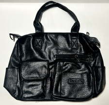 Black Crossbody Shoulder Handbag Purse With Many Pockets 100 Polyurethane-Lining