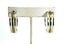 Vintage Mexico Sterling Silver 3 Row Open Design Hoop Earrings