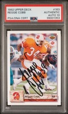 1992 Upper Deck #163 Reggie Cobb Autograph Card PSA 10 RARE Pop 1 Buccaneers