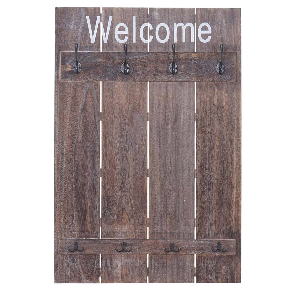 Wandgarderobe HWC-C89 Welcome, Garderobe Garderobenpaneel, Shabby-Look 91x60cm - Bild 3 von 4