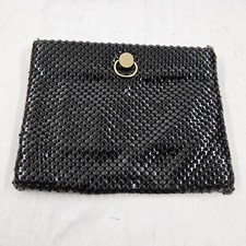 Vintage Purse Clutch Black Metal Mesh No Chain Strap