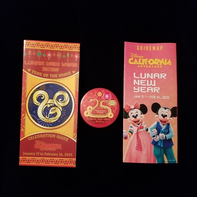 Disney California Adventure Magic Key Button and Guide Maps 2025 Lunar New Year 