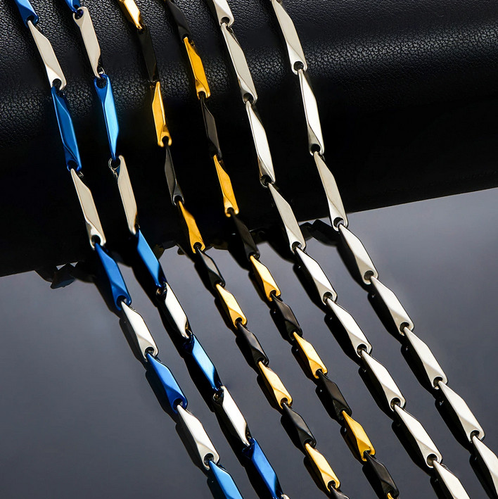 Quality 316L Stainless Steel 3MM Military Grade Bamboo Chain Necklace (20", 24") image 2
