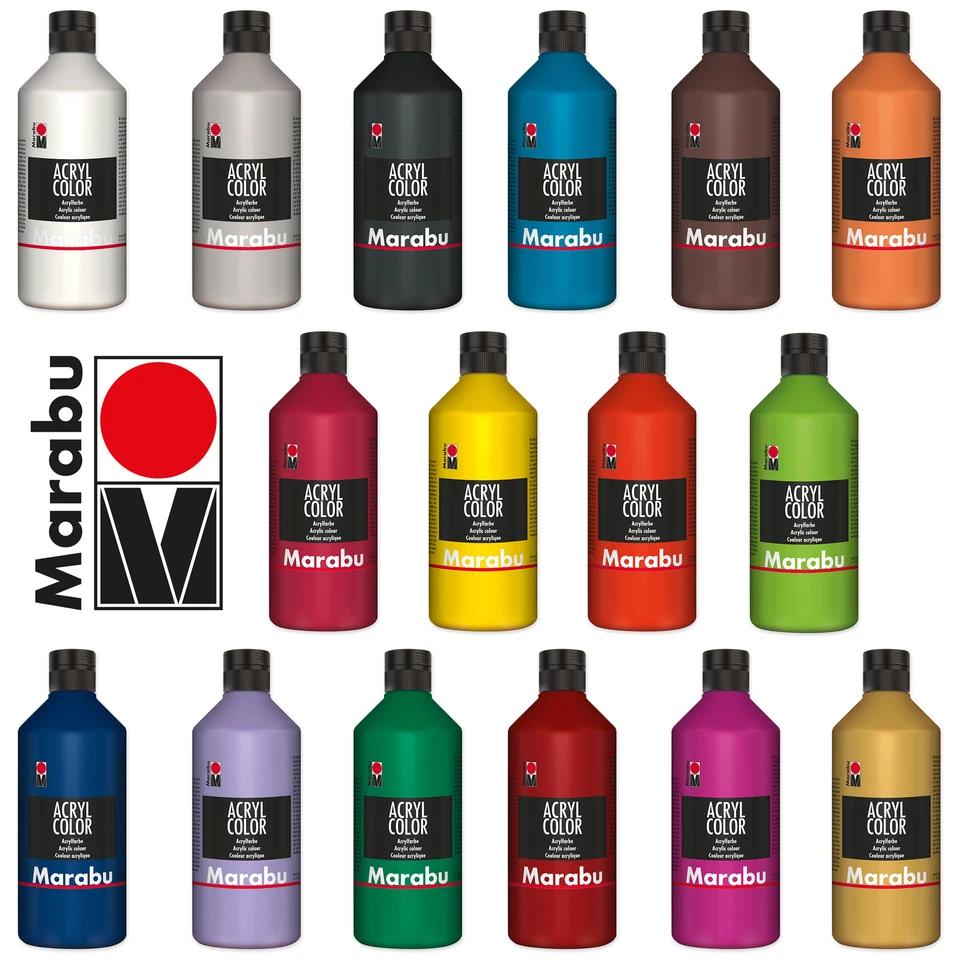 MARABU Acryl Farbe Color Farbwahl wasserfest deckend lichtecht 500ml Qualität
