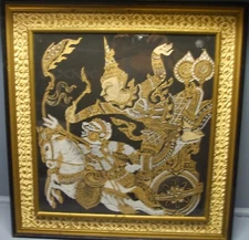 VINTAGE THAI MYTHOLOGICAL HISTORICAL PRINT , FRAMED UNDER GLASS, LOT 1