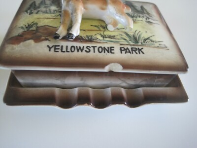 Yellowstone Park Soap Dish ? Cigarette Holder ? w/ Lid Lot 2