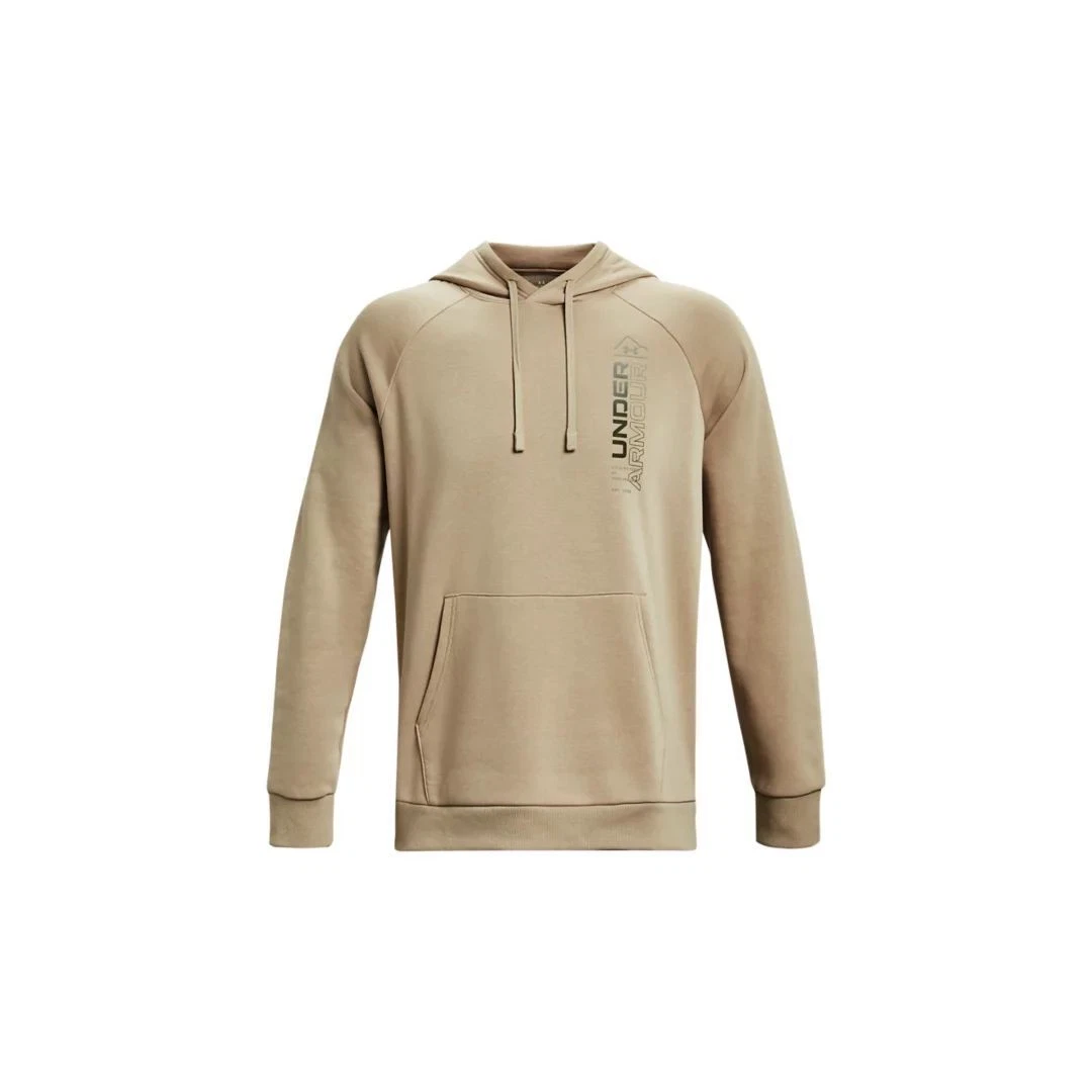 Under Armour Rival Wordmark Hoodie Men s Sweatshirt City Khaki Marine OD Green