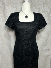 Liz Claiborne Women's Black Floral Dress Size Petite 4 Short Sleeve