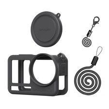 Camera Body Protective Case with Silicone Lens Cap Hand Strap for DJI Action 6