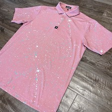 Bad Birdie Polo Shirt Mens XL Golf Performance Stretch Short Sleeve Splatter AOP