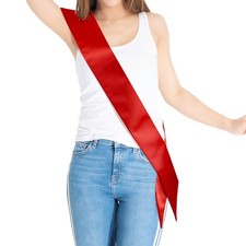 Red Plain Blank DIY Sash, 3.15 W x 35 L, Double-Layer Satin, Pageant