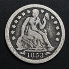 1853 P Seated Liberty Dime w/ Arrows, Full Liberty Visible. AU. Ship Same Day.