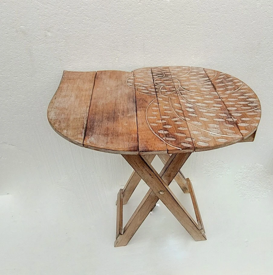 Unusual Folding Rustic Nautilus Table Shabby chic Wash Folding Snail Table