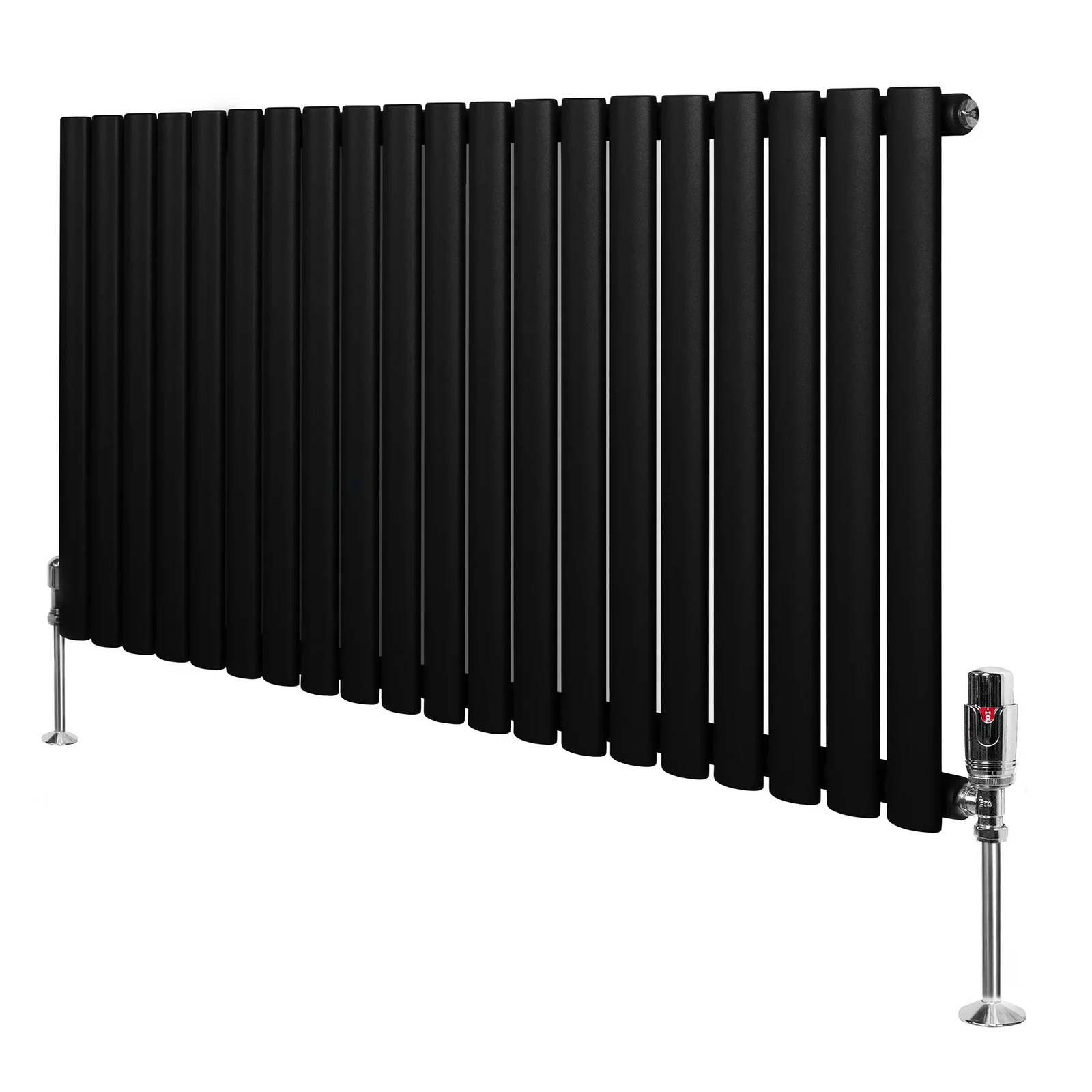 Oval Single Column Radiator 600mm x 1200mm & TRV Chrome Valves