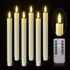 Velas LED para ventana, velas cónicas sin llama, temporizador remoto, mecha 3D