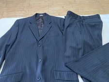 Men  s Banana Republic 2PC Suit Wool Blend Gray Pinstripe Jacket 44R Pants 34x33