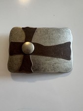 Western Style Cross Belt Buckle Silver/ Bronze Tone Raised Dome Christian 3.5  