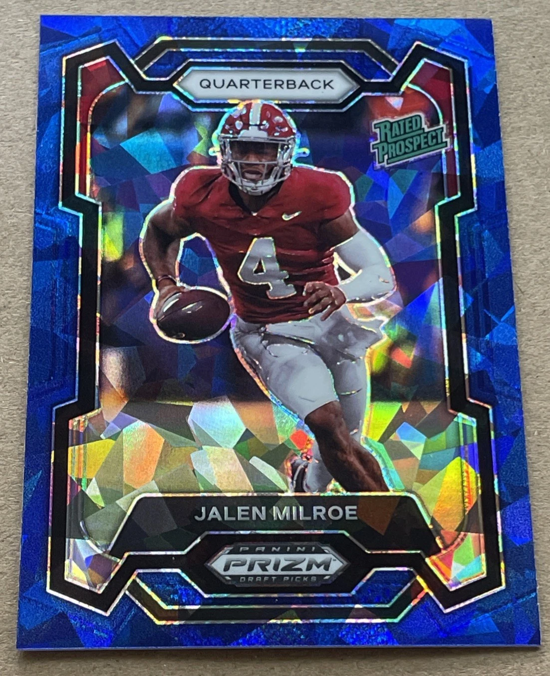 2024 Panini Prizm Draft Blue Cracked Ice #122 Jalen Milroe /99