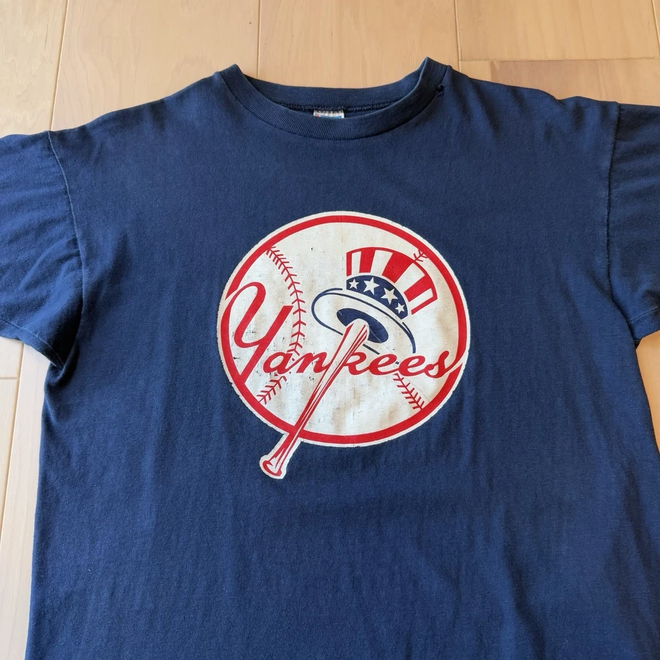 Vintage New York Yankees Shirt Large Navy 80s Champion Made in USA MLB Baseball - Image 3 of 4