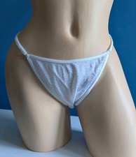 Vintage Fashion Bug Sheer Mesh Thong Panties Size 9/XL 90s Sparkle Adjustable