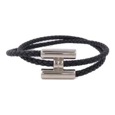 アクセサリー HERME TOURNIS SWIFT CALFSKIN BRACELET HERMES Tournis Tresse Bracelet Veau Swift Leather Noir Black