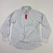 Calvin Klein Mens Dress Shirt Non-Iron Wrinkle Free, White Plaid 15-15.5 34/35