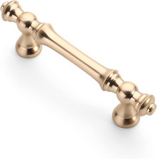 10 Pack 3 Inch 76Mm Brushed Brass Kitchen Cabinet Handles, Gold Cabinet Pulls K