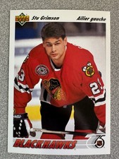 1991-92 Upper Deck French Stu Grimson Rookie Card #416 Chicago Blackhawks
