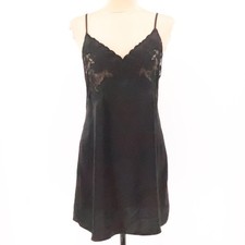 Black Lace Trim Slip Dress Mini Coquette Dark Fairy Grunge Y2K Lingerie Size M