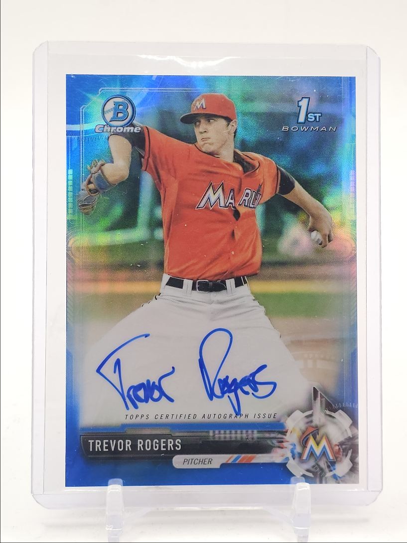 TREVOR ROGERS 2017 BOWMAN CHROME DRAFT 1ST BLUE REFRACTOR AUTO /150 Q3562
