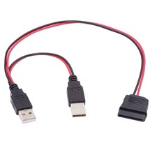 DC 5V Dual USB to SATA 15Pin Power Cable for 2.5 inch SATA HDD SSD Disk Drive...