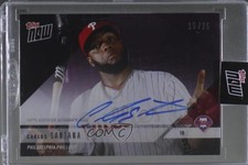 2018 Topps Now Road to Opening Day Purple 15/25 Carlos Santana #OD-275C Auto 0g4