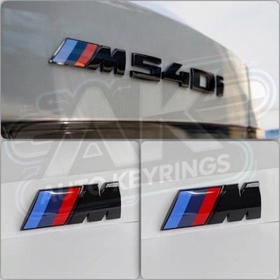 Glanz Schwarz BMW M540i Emblem mit 2x Glanz Schwarz M Wing Badges G30 G60 E39 E34