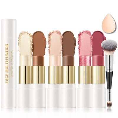 6 Colors Double-Ended Cream Contour Stick Makeup Kit Set B for All Skin Tones