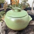 Vintage Frankoma Pottery Covered Casserole Dutch Oven Prairie Green 4V Serveware