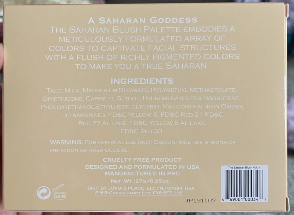 Juvia's Place THE SAHARAN BLUSH PALETTE VOL II -6 Shades New in Box DISCONTINUED - Image 3 of 3